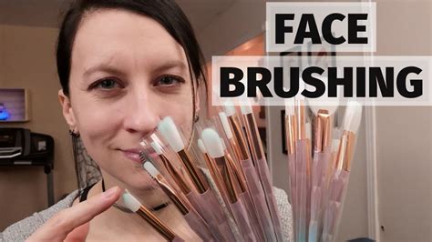 ASMR Face Brushing, Trying 20 new makeup brushes on you, 20 nouveaux ...