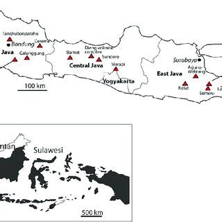 Java island with its 18 active volcanoes. The target volcanoes,... | Download Scientific Diagram