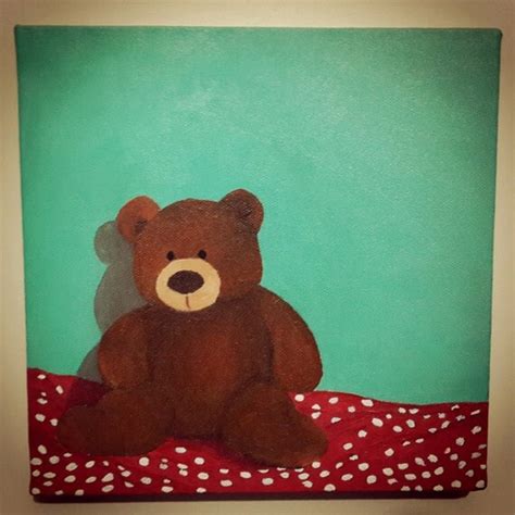 Teddy Bear Painting 8x8 Painting Nursery Art Acrylic