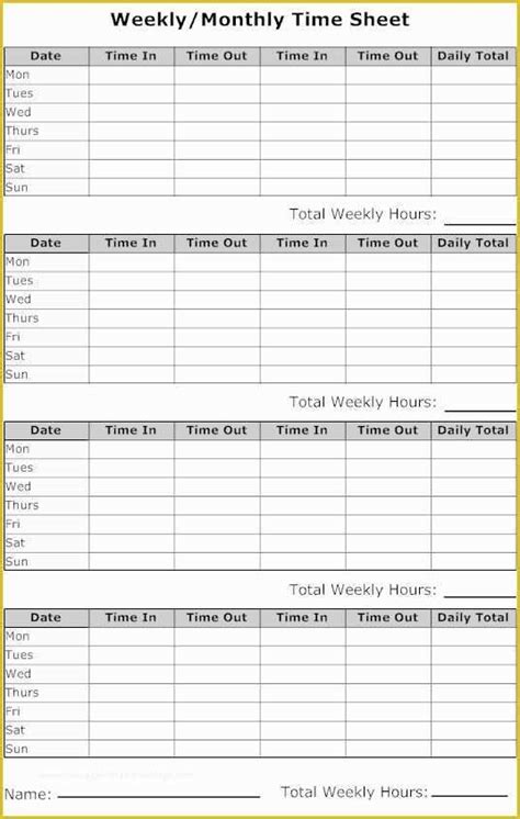 Timesheet Template Free Printable Of 31 Simple Timesheet Templates Doc Pdf ...