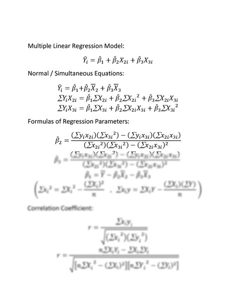 SOLUTION: Econometrics formulas - Studypool