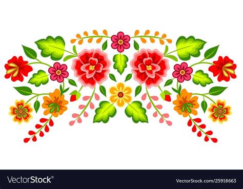 Mexican colorful bright floral decoration isolated on white. Download a Free Preview or High ...