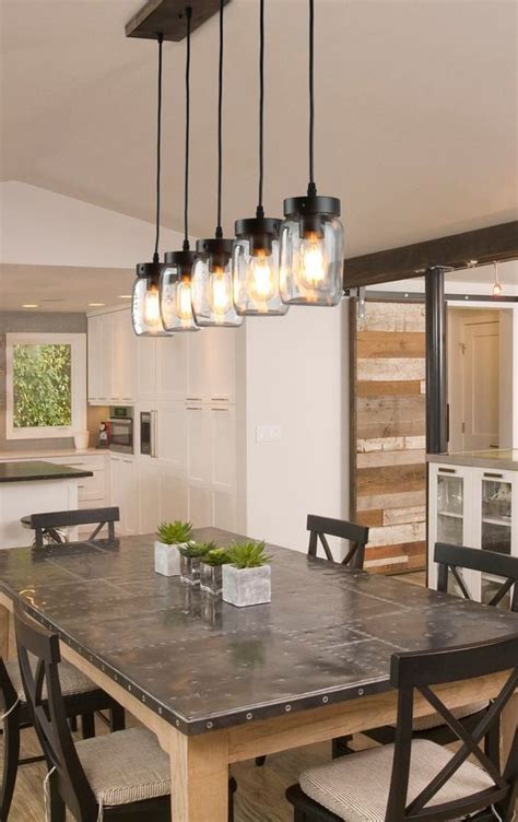 20 Best Farmhouse Dining Room Lighting Decor Ideas | Kitchen table lighting, Rustic dining room ...
