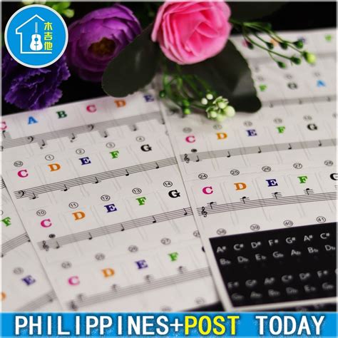 Colorful & Black Keyboard Piano Sticker 37/49/54/61/88 Keys Transparent ...