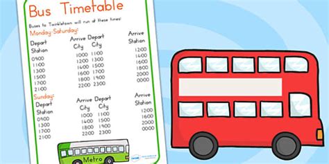 Bus Station Role Play Timetable (teacher made) - Twinkl