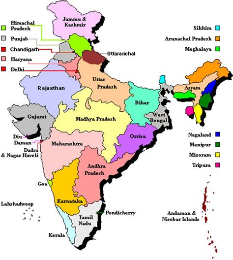 States Of India And Their Capitals, State Of India, Union Territories of India, भारत के राज्य ...