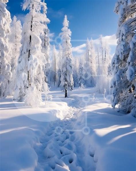 Beautiful Picture of Snowy Forest with Evergreen Trees stock photo ...