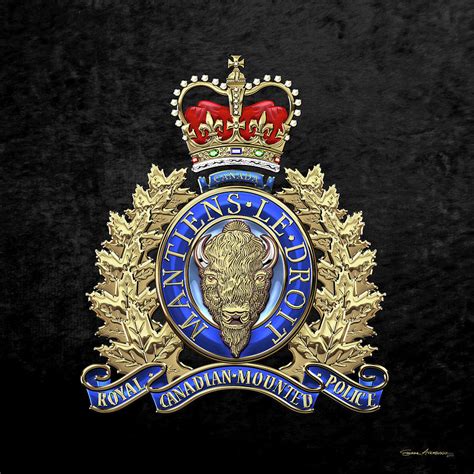 Royal Canadian Mounted Police - R C M P Badge Over Black Velvet Digital ...