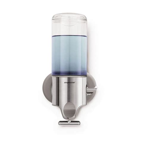 simplehuman Single Wall-Mount Shampoo and Soap Dispenser in Brushed Stainless Steel-BT1034 - The ...