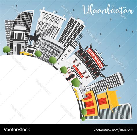 Ulaanbaatar skyline with gray buildings Royalty Free Vector