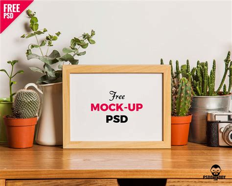 Free Table Photo Frame Mockup (PSD)