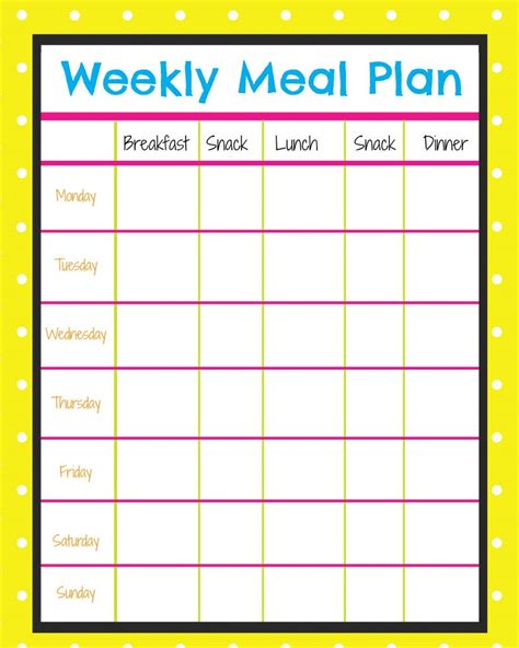 Weekly Menu Planner | More Excellent Me