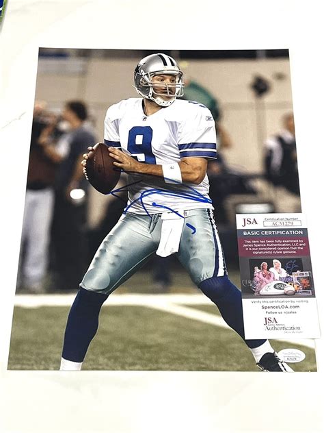 Tony Romo Autographed Signed Hand Autographed 11X14 Photo Dallas Cowboys JSA Cert