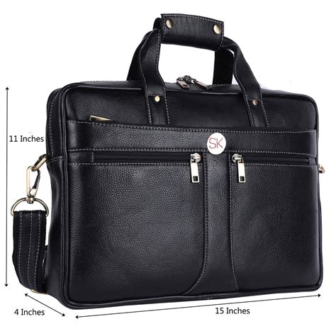 SK Black Genuine Leather Laptop Bag, Capacity: 15 Liters, | ID: 23250077973