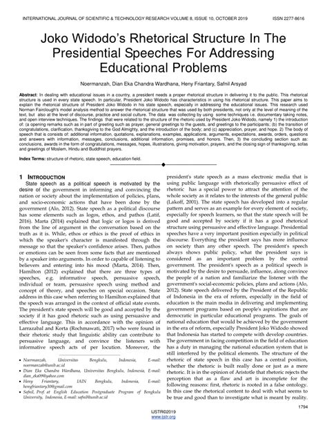 (PDF) Joko Widodo's Rhetorical Structure In The Presidential Speeches ...