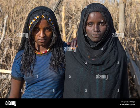 Portrait of Afar tribe women, Afar region, Chifra, Ethiopia Stock Photo ...