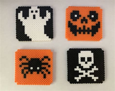 Halloween Themed Coaster Set Halloween Decorations - Etsy | Hama beads patterns, Easy perler ...