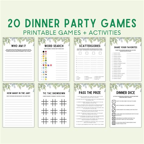 Dinner Party Games Printable Dinner Party Games Dinner - Etsy