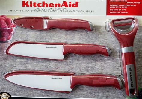 KitchenAid Ceramic Knife 4 PC Set Blade Peeler Kitchen Aid Cutlery ...