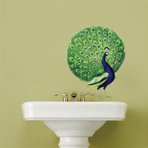 Peacock Wall Decal Mural - Animal Adhesives - Beautiful Bird - Wall ...