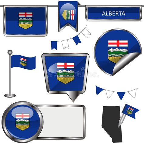 Glossy Icons with Flag of Province Alberta Stock Vector - Illustration ...