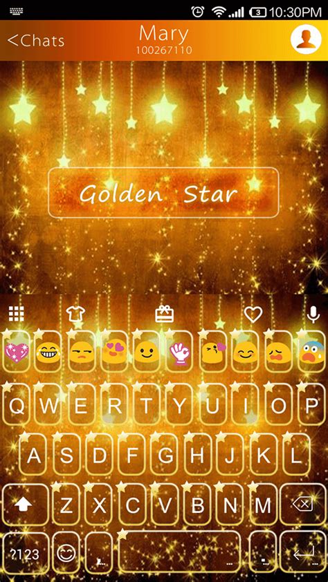 the golden star keyboard is displayed on an orange background with gold ...