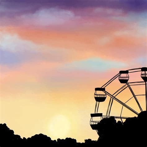 Premium Vector | Nightfall sky and ferris wheel illustration