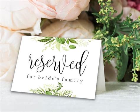 Reserved Printable Reserved Wedding Sign Reserved Table Sign Wedding ...