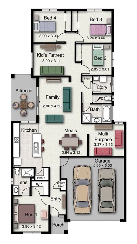 One story house plans with porches, 3 to 4 Bedrooms, and 140 to 220 ...