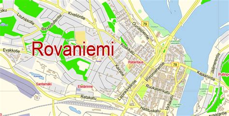 Rovaniemi Map Vector Finland Low detailed City Plan editable Layered Adobe Illustrator Street Map