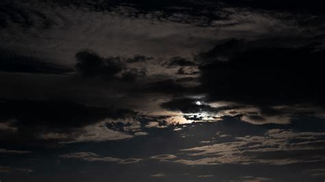 sky, clouds, night, moon, dark, night sky, 4k HD Wallpaper