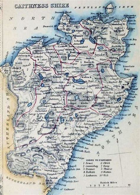 Caithness Scotland Civil Parish map c. 1854 | Old maps, Map, Scotland