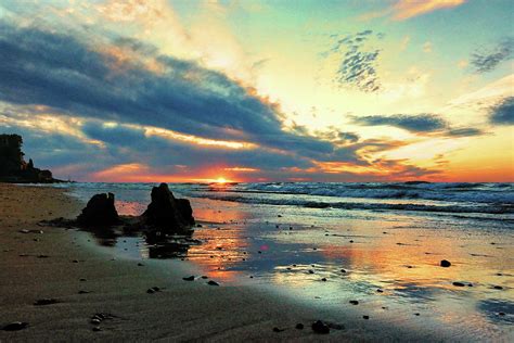 Sunset at Grand Beach Photograph by Bill Swartwout - Fine Art America