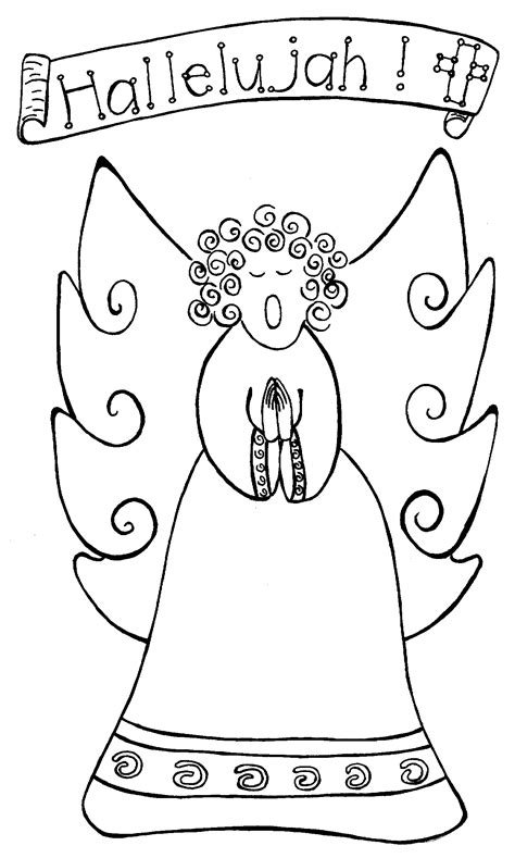 Angel Singing Hallelujah Coloring Page for Kids Printable