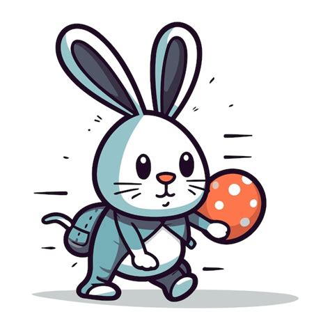 Premium Vector | Rabbit playing with ball funny cartoon character vector illustration design