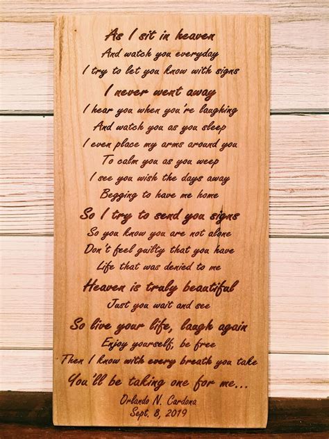 As I Sit In Heaven Inspirational Poem Wall Plaque Laser | Etsy