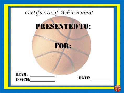 Basketball Certificate Template