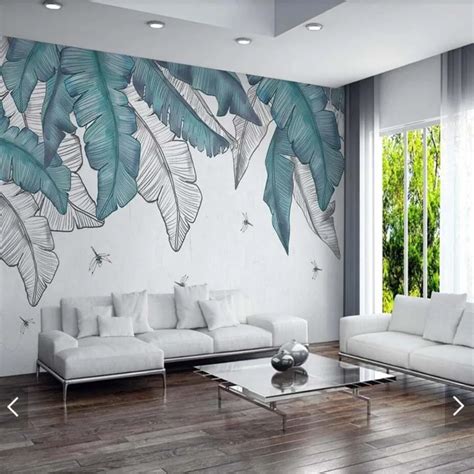 3D Nordic Watercolor Plant Leaves Wallpaper Murals for Living Room Home ...