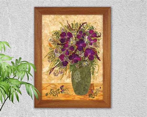 pressed flowers dried flowers painting wall art dry | Flower painting, Pressed flower art, Wall ...