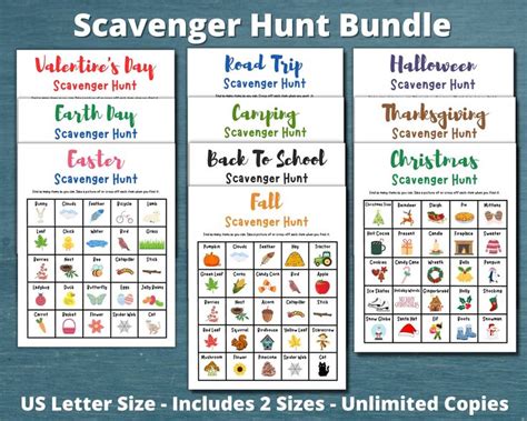 Scavenger Hunt Game Bundle for Kids, Scavenger Hunt Activity, Holiday ...