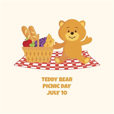 Teddy Bear Picnic Day Vector Stock Vector - Illustration of basket ...