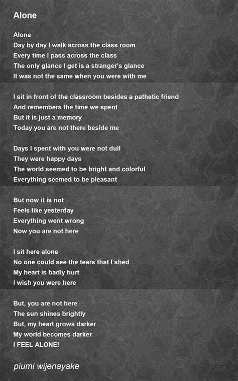 Alone - Alone Poem by piumi wijenayake
