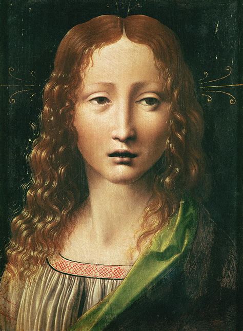 Head Of The Saviour Oil On Panel Painting by Leonardo Da Vinci - Fine ...