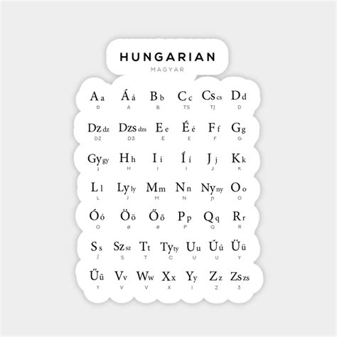 Hungarian Alphabet Chart, Magyar Language Chart, White - Hungarian ...