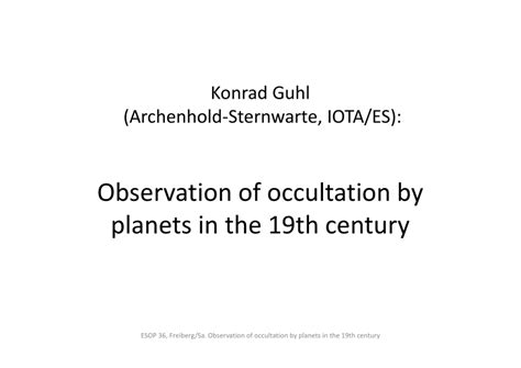 (PDF) Observation of occultation by planets in the 19th century