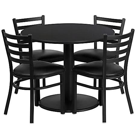 Flash Furniture Round Laminate Table Set With Round Base And 4 Ladder ...