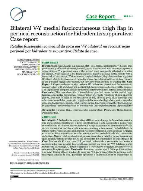 (PDF) Bilateral V-Y medial fasciocutaneous thigh flap in perineal reconstruction for ...