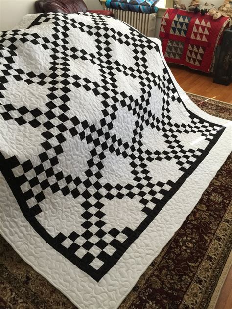 Quilt Double Irish Chain Black and White Queen With White | Etsy