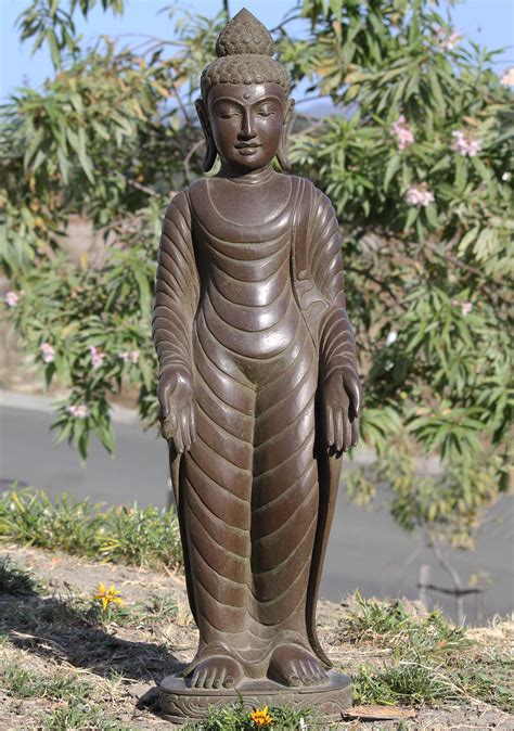 SOLD Stone Garden Buddha, Varada & Abhaya Mudra 39" (#111ls532): Lotus Sculpture