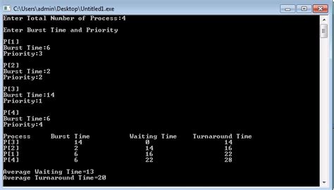 Priority Scheduling Program in C and C++